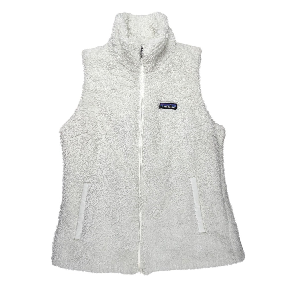 Patagonia Los Gatos Fleece Vest White Womens Medium Full Zip‎ High Neck